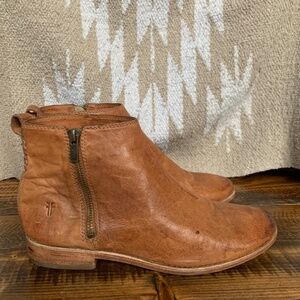 Frye Cognac Anna Bootie- side zip